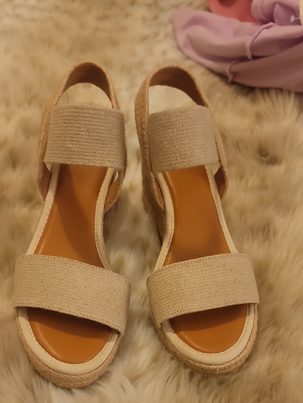 NWOT MIA Womens Beige Braided Espadrille Ankle Strap Slip On Sandals Size 8M